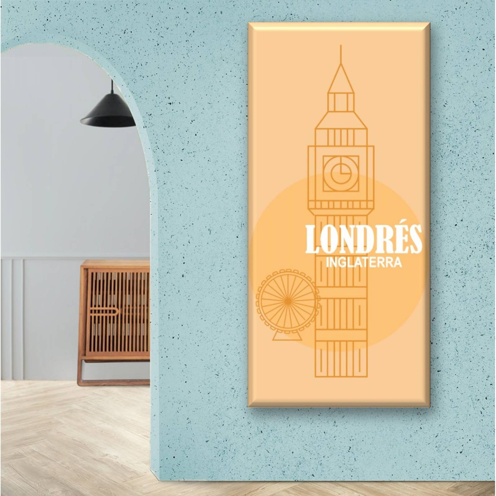 Tableau Sur Toile Londres 30x60 Cm - Cadre Bois - Occasion