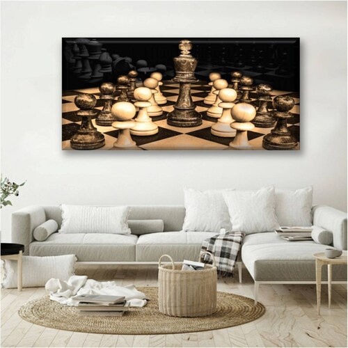 Cuadro Canva Decorativo Tablero De Ajedrez 30X60 cm