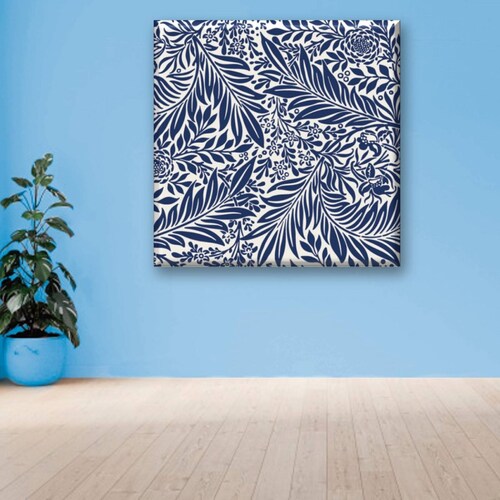 Cuadro Canva Decorativo Hojas Azules 40X40 cm