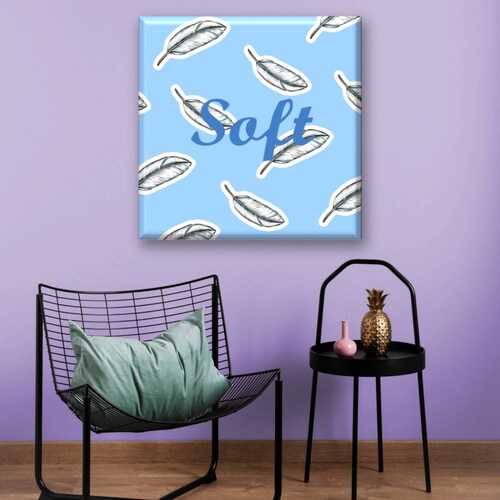 Cuadro Canva Decorativo Plumas Blancas 40X40 cm