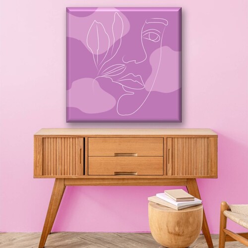 Cuadro Canva Decorativo Retrato Lila 40X40 cm