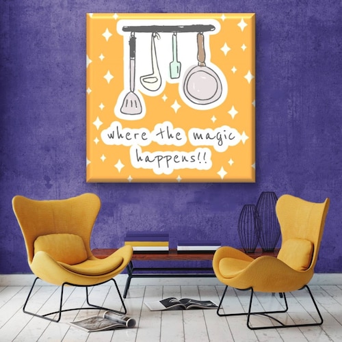 Cuadro Canva Decorativo Utensilios De Cocina Cute 40X40 cm
