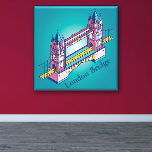 Cuadro Canva Decorativo London Bridge Ilustración 40X40 cm