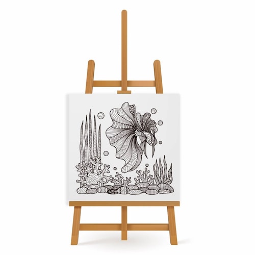 Mandala para Pintar en Cuadro Canva Pez 80x80 cm