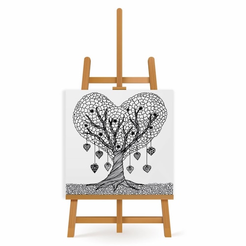 Mandala para Pintar en Cuadro Canva Árbol Corazon 80x80 cm