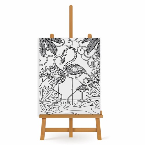 Mandala para Pintar en Cuadro Canva Flamingos 90x60 cm