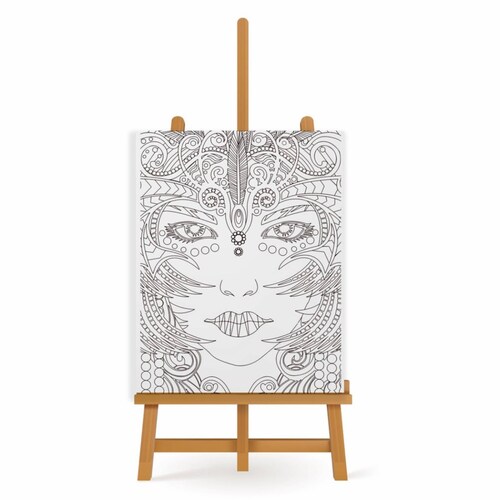 Mandala para Pintar en Cuadro Canva Cara De Mujer 90x60 cm