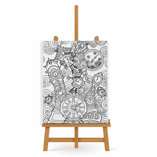 Mandala para Pintar en Cuadro Canva Relojes 90x60 cm