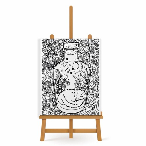Mandala para Pintar en Cuadro Canva Zorro Dormido 90x60 cm