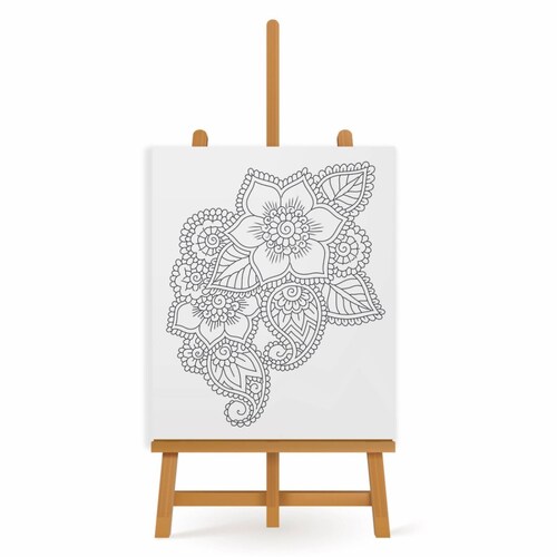 Mandala para Pintar en Cuadro Canva Flores 90x60 cm