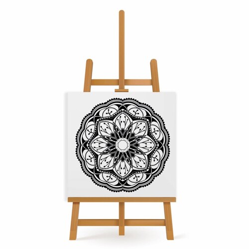 Mandala para Pintar en Cuadro Canva Ramas 40x40 cm