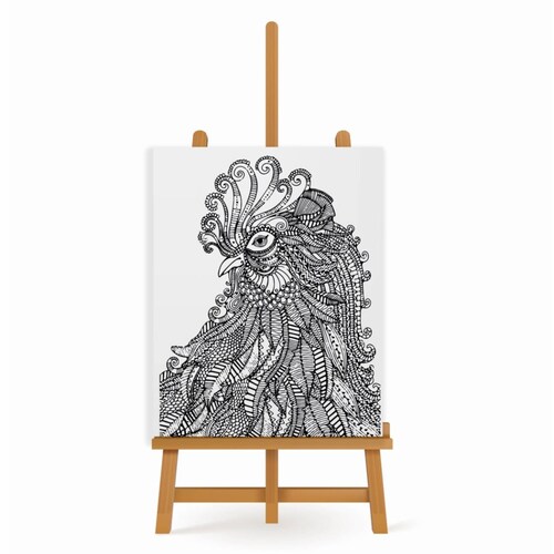 Mandala para Pintar en Cuadro Canva Gallo 60x40 cm