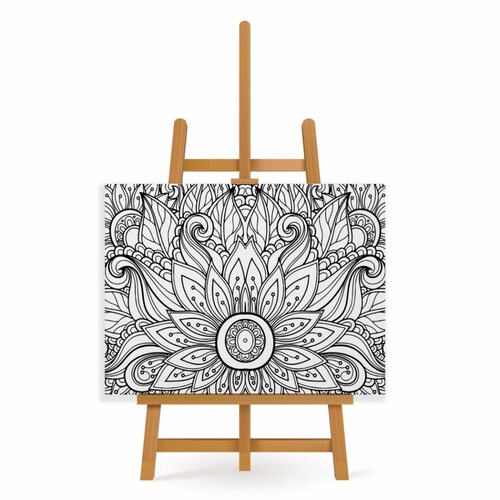 Mandala para Pintar en Cuadro Canva Flor De Loto 60x40 cm