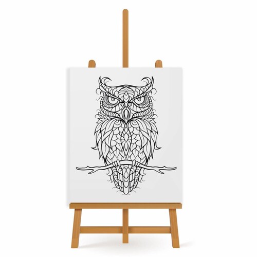 Mandala para Pintar en Cuadro Canva Búho 60x40 cm