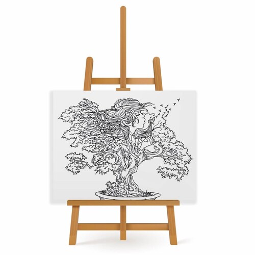 Mandala para Pintar en Cuadro Canva Bonsai 60x40 cm