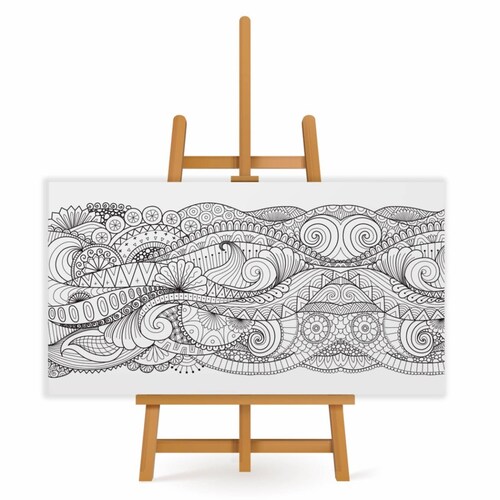 Mandala para Pintar en Cuadro Canva Ondas 30x60 cm