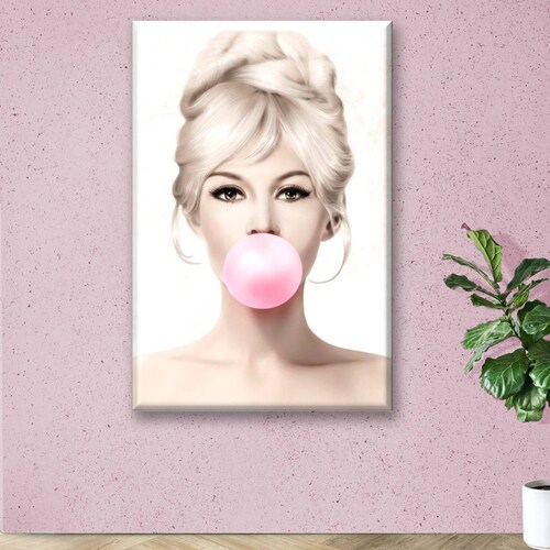 Cuadro Canva Decorativo Brigitte Bardot Chicle 90X60 cm