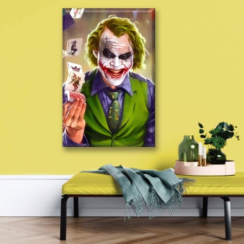 Canvas PRO - Canvas The Joker medida de 100x70 con marco flotante dorado en  acabado bicapa automotriz.