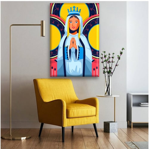 Cuadro Canva Decorativo Dibujo Virgen 90X60 cm