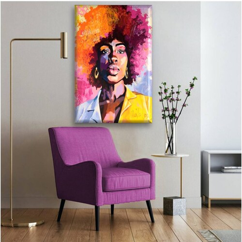 Cuadro Canva Decorativo Mujer Manchas De Pintura 90X60 cm