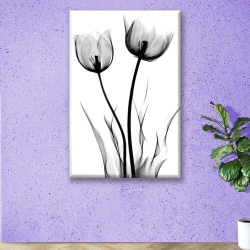 Cuadro Canva Decorativo Rayos X Flores 90X60 cm