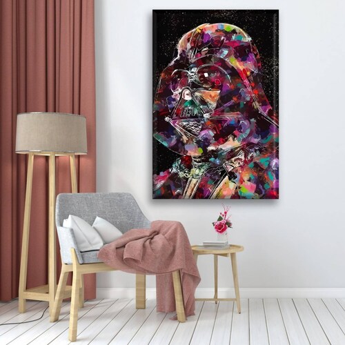 Cuadro Canva Decorativo Vader Manchas De Pintura 90X60 cm