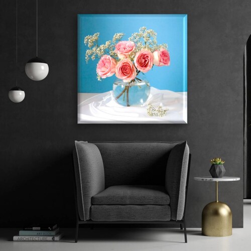 Cuadro Canva Decorativo Bodegon Rosas 40X40 cm