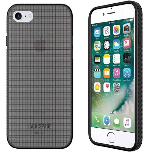 Funda JACK SPADE para iPhone SE iPhone 8 y 7 diseño translucido cuadricula Humo 