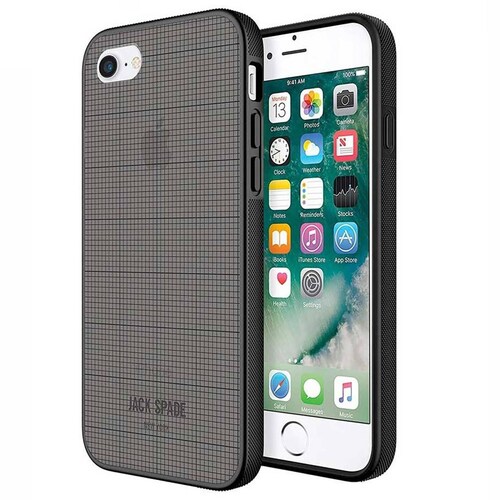 Funda JACK SPADE para iPhone SE iPhone 8 y 7 diseño translucido cuadricula Humo 