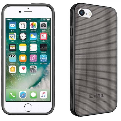 Funda JACK SPADE para iPhone SE iPhone 8 y 7 diseño translucido cuadricula Humo 