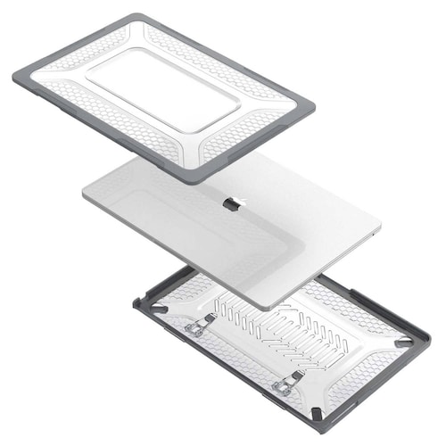 Funda TEKKU para MacBook Pro 13 M1 M2  uso rudo Gris A2338 A2238 A2289 A2251 A2159 A1989 A1706 A1708 