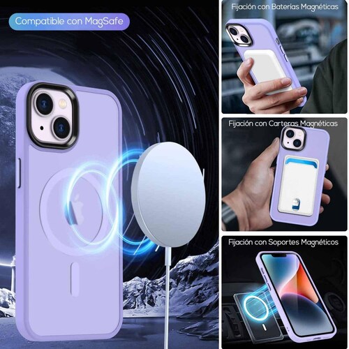 Funda TEKKU Matte Style para iPhone 15 Trans Violeta compatible con MagSafe 
