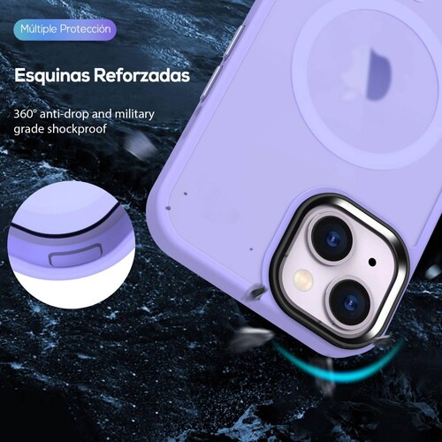 Funda TEKKU Matte Style para iPhone 15 Trans Violeta compatible con MagSafe 