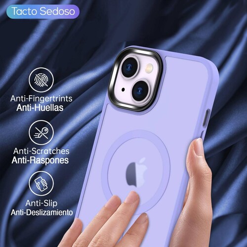 Funda TEKKU Matte Style para iPhone 15 Trans Violeta compatible con MagSafe 