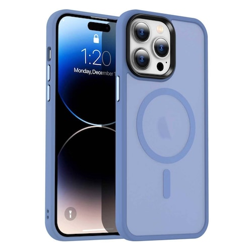 Funda TEKKU Matte Style para iPhone 15 PRO MAX Trans Azul compatible con MagSafe 