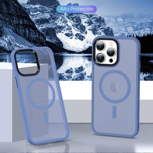 Funda TEKKU Matte Style para iPhone 15 PRO MAX Trans Azul compatible con MagSafe 