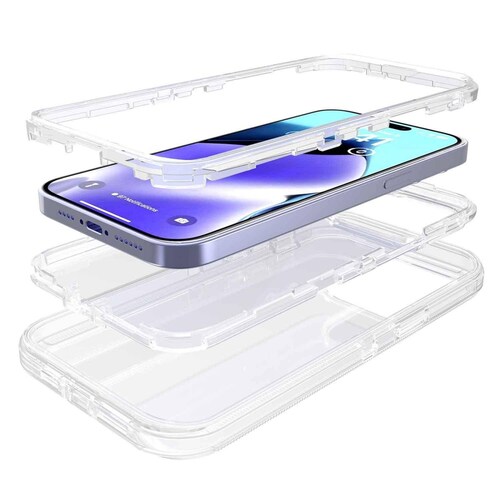 Funda TEKKU Protect 360 para iPhone 15 PLUS Transparente 