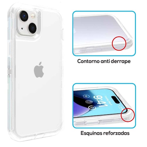 Funda TEKKU Protect 360 para iPhone 15 PLUS Transparente 