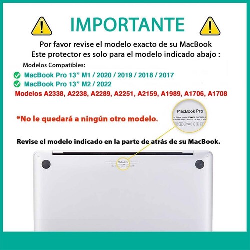 Funda TEKKU HC para MacBook Pro 13 M1 M2  uso rudo Negra A2338 A2238 A2289 A2251 A2159 A1989 A1706 A1708 .