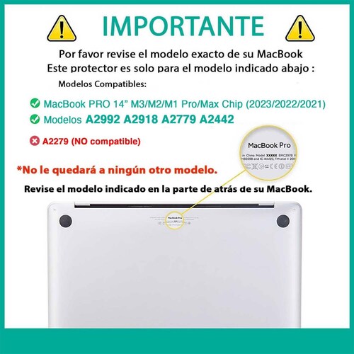 Funda TEKKU ST para MacBook PRO 14 Negra uso rudo A2992 A2918 A2442 A2779 M3 M2 M1 Pro M1 Max 