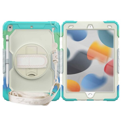 Funda TEKKU StrapB uso rudo para iPad 9 iPad 8 iPad 7 10.2" MultiAzul A2602 A2605 A2270 A2428 A2430 A2197 