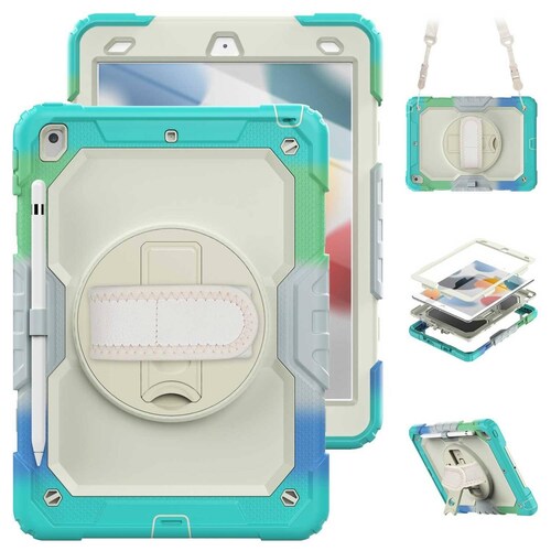 Funda TEKKU StrapB uso rudo para iPad 9 iPad 8 iPad 7 10.2" MultiAzul A2602 A2605 A2270 A2428 A2430 A2197 