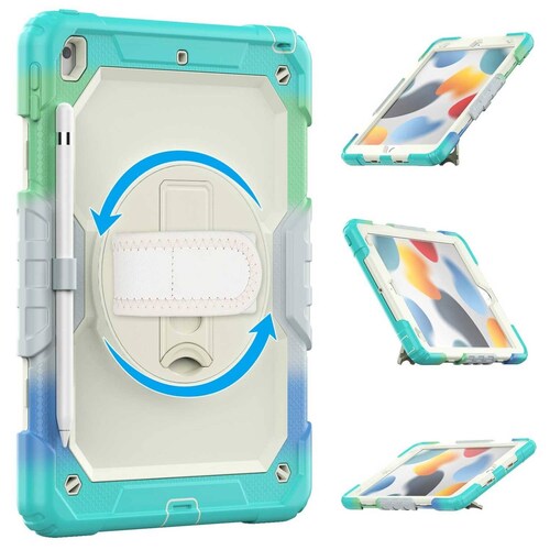 Funda TEKKU StrapB uso rudo para iPad 9 iPad 8 iPad 7 10.2" MultiAzul A2602 A2605 A2270 A2428 A2430 A2197 