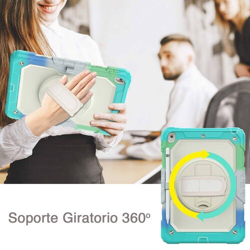 Funda TEKKU StrapB uso rudo para iPad 9 iPad 8 iPad 7 10.2" MultiAzul A2602 A2605 A2270 A2428 A2430 A2197 