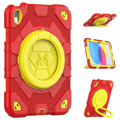 Funda TEKKU Spider uso rudo para iPad 10 de 10.9" Rojo Amarillo A2696 A2757 A2777 