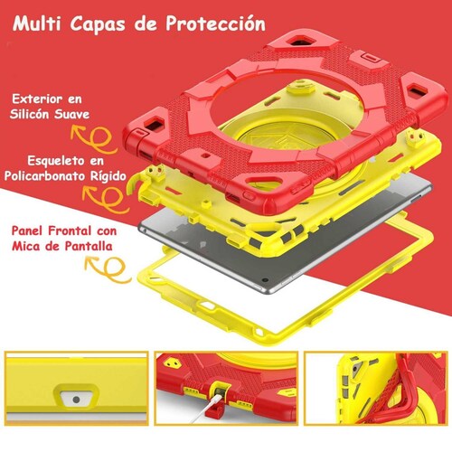 Funda TEKKU Spider uso rudo para iPad 10 de 10.9" Rojo Amarillo A2696 A2757 A2777 
