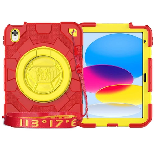 Funda TEKKU Spider uso rudo para iPad 10 de 10.9" Rojo Amarillo A2696 A2757 A2777 