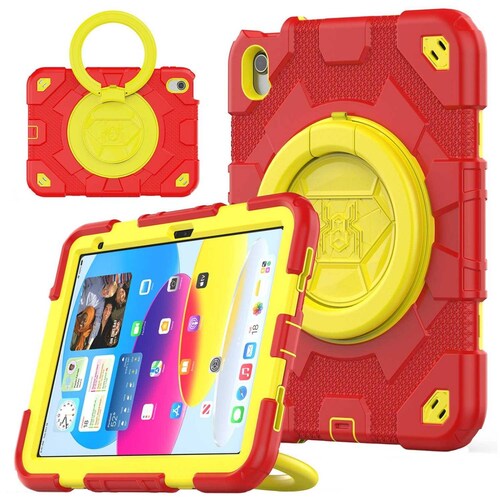 Funda TEKKU Spider uso rudo para iPad 10 de 10.9" Rojo Amarillo A2696 A2757 A2777 