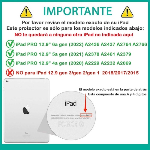 Funda TEKKU StandC uso rudo para iPad Pro 12.9 Negra A2436 A2437 A2764 A2766 A2378 A2461 A2379 