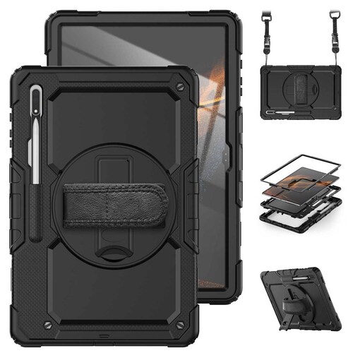Funda TEKKU StrapB uso rudo para Samsung Tab S8 ULTRA de 14.6 Negra 2022 X900 X906B X906U X906N .